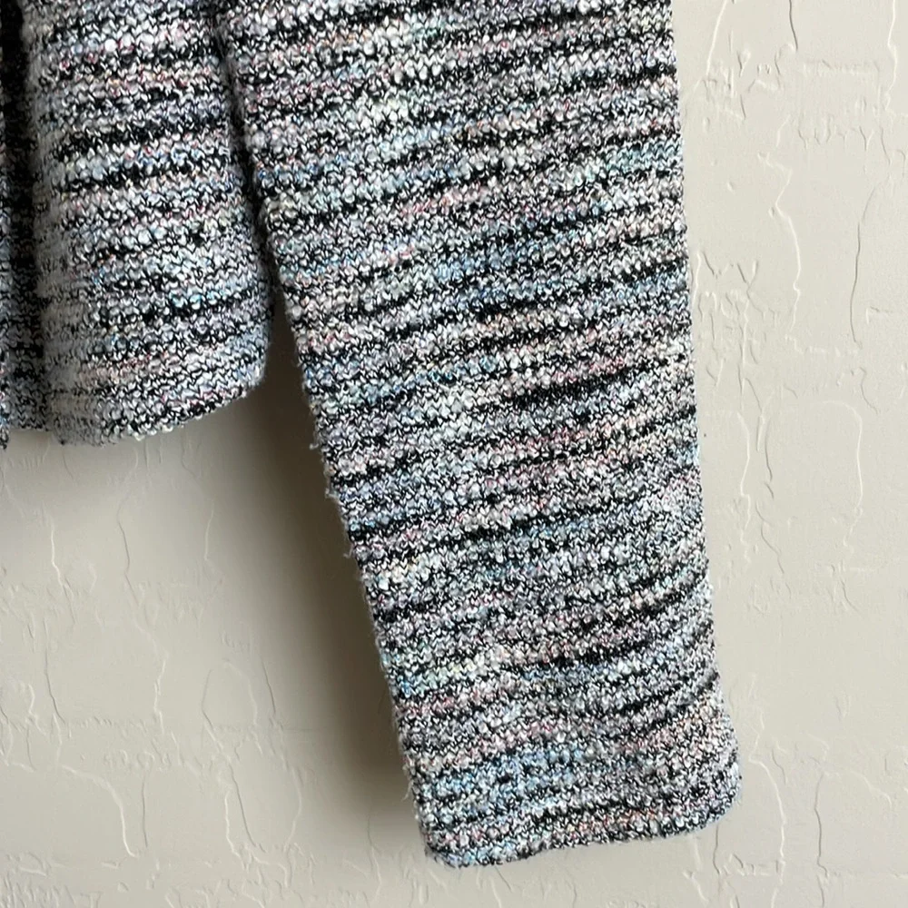 14th & Union Tweed Open Front Tailored Blazer Cardigan Pastel Multicolor Small - Picture 2 of 6